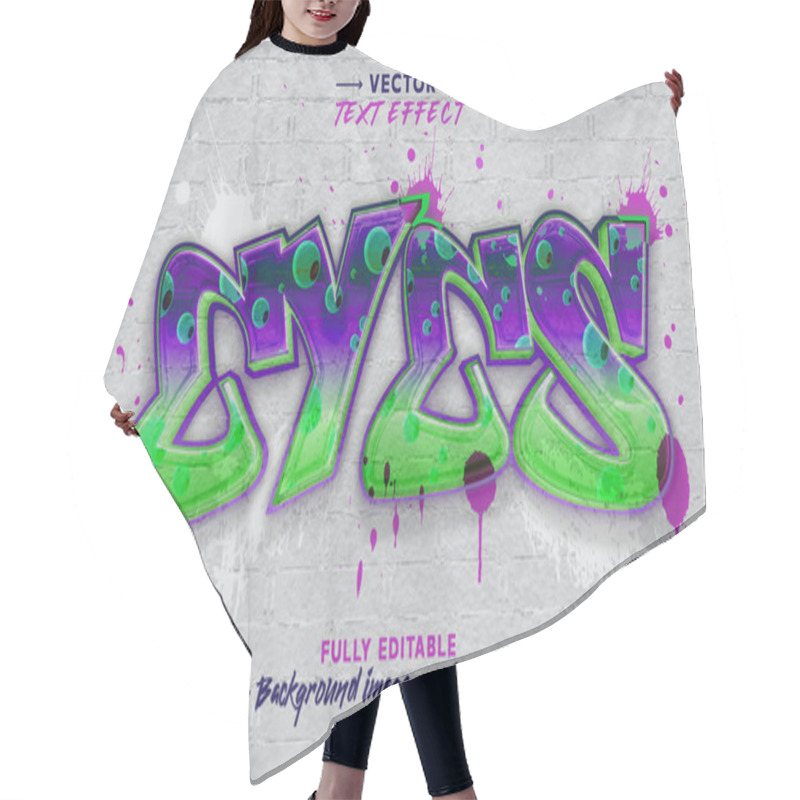 Personality  Eyes Text Graffiti Transparent Style Editable Text Effect Template Hair Cutting Cape