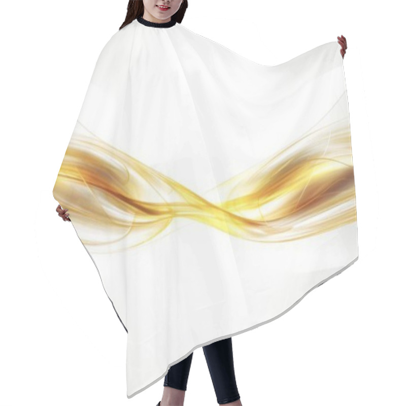 Personality  Gold Horizontal Lines, Symmetrical Composition, Bioluminescence, Pure White Background. Abstract Background Hair Cutting Cape