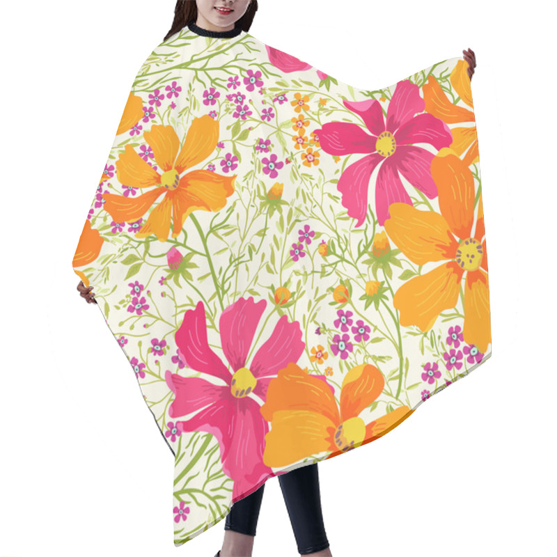 Personality  Pattern With Flowers And Herbs. Hair Cutting Cape