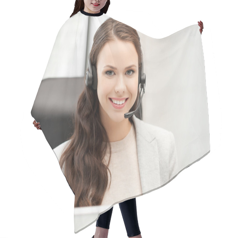 Personality  Friendly Female Helpline Operator Hair Cutting Cape