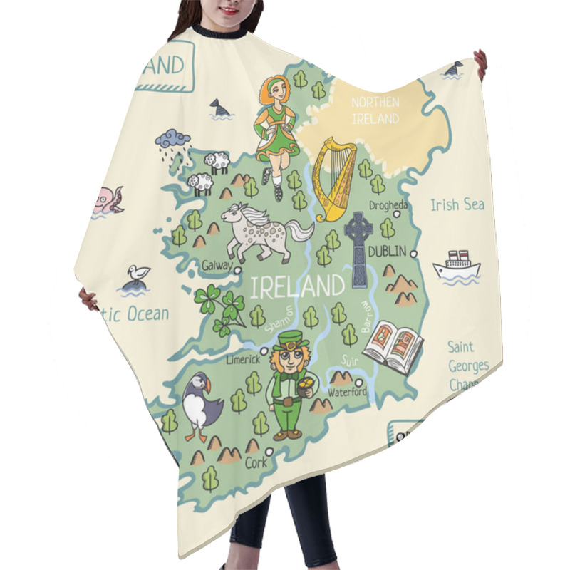 Personality  Cartoon Map Of Ireland Hair Cutting Cape