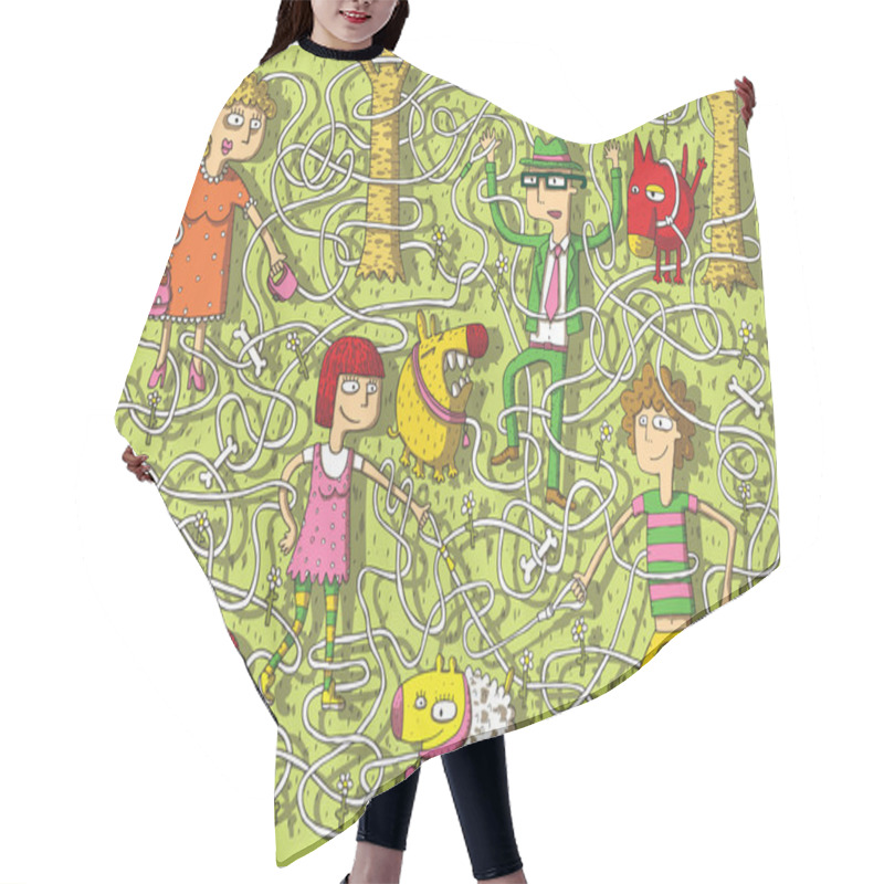 Personality  Walking Dogs In Park Maze Game Hair Cutting Cape