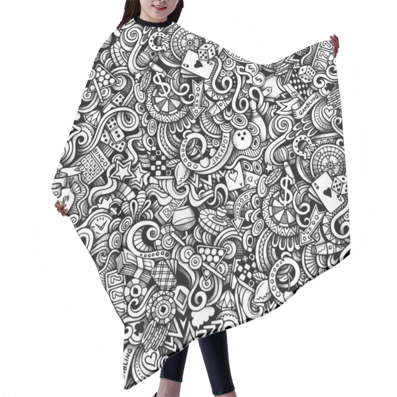 Personality  Cartoon Hand-drawn Doodles On The Subject Of Casino Style Theme Hair Cutting Cape