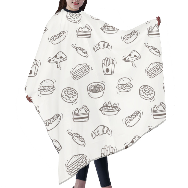 Personality  Various Food Doodle Seamless Background Hair Cutting Cape