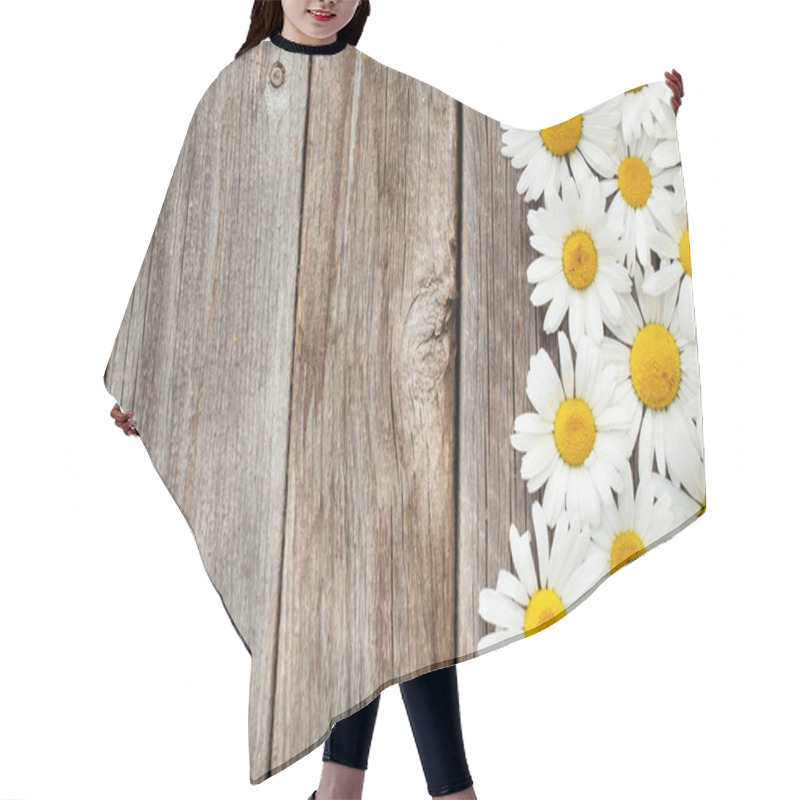 Personality  Chamomile Flowers On Wooden Garden Table Hair Cutting Cape