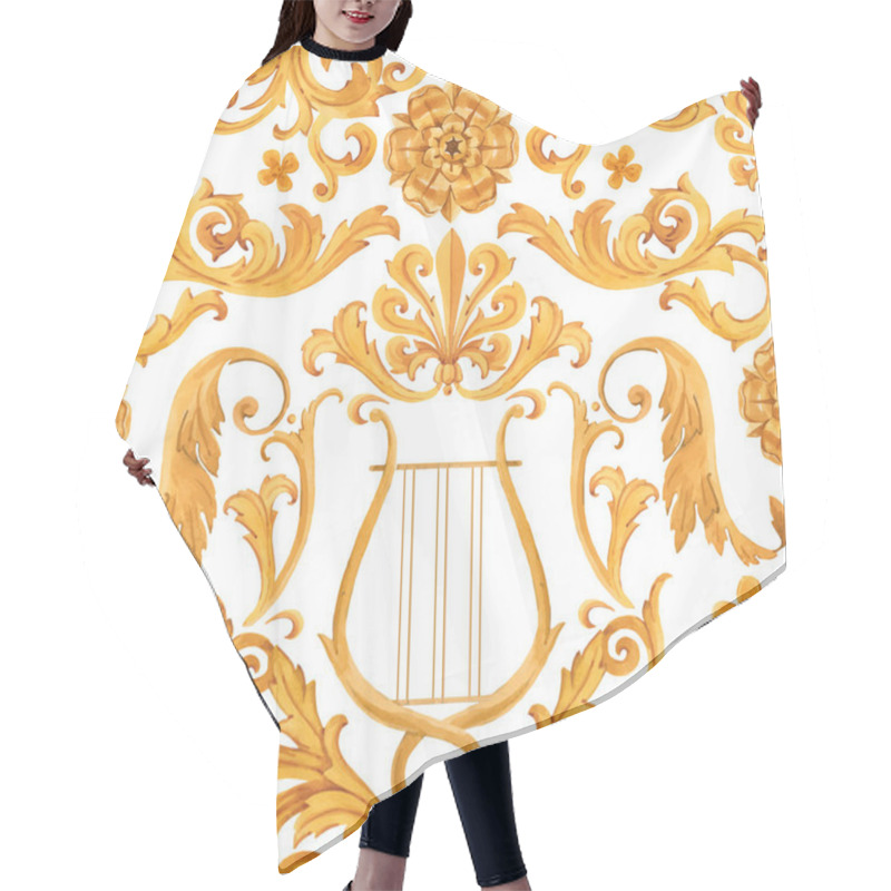 Personality  Golden Baroque Rich Luxury Vector Pattern Hair Cutting Cape