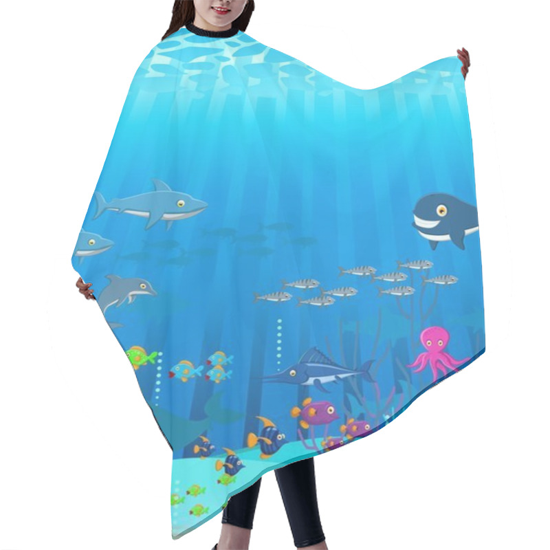 Personality  Sea Life Cartoon Background Hair Cutting Cape