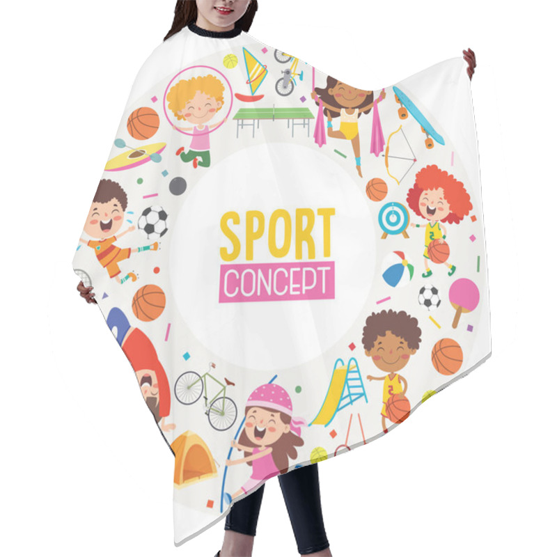 Personality  Sport Concept Design With Funny Children Hair Cutting Cape