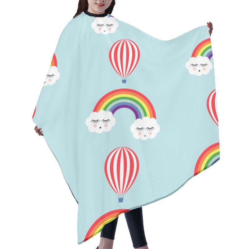 Personality  Smiling Sleeping Clouds, Rainbows And Hot Air Balloons Seamless Pattern. Hair Cutting Cape