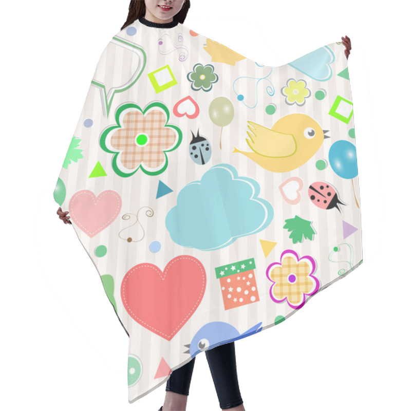 Personality  Set Of Design Elements - Owls, Birds, Flowers, Ladybugs Hair Cutting Cape