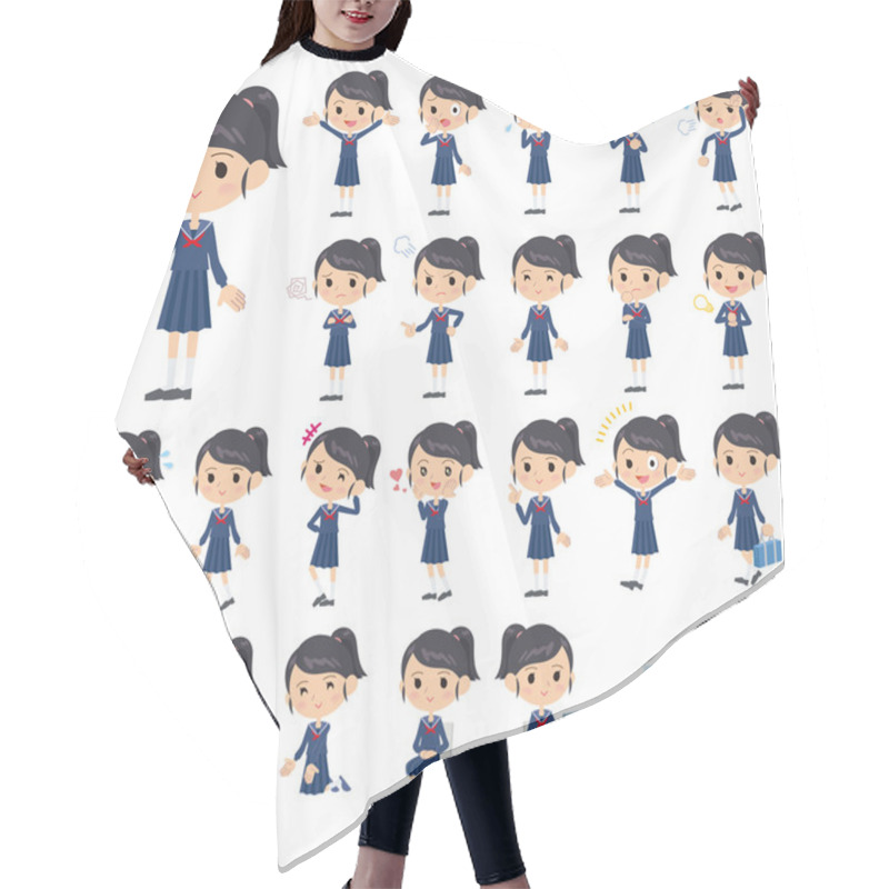 Personality  School Girl Sailor Suit Pause Hair Cutting Cape