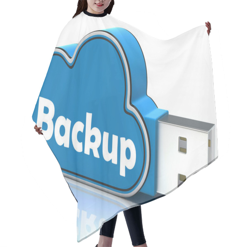 Personality  Backup Cloud Pen Drive Means Data Storage Or Safe Copy Hair Cutting Cape