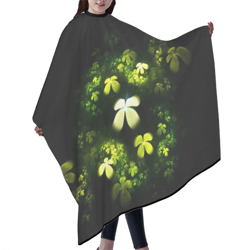 Personality  Four Leafed Clover On Black Hair Cutting Cape