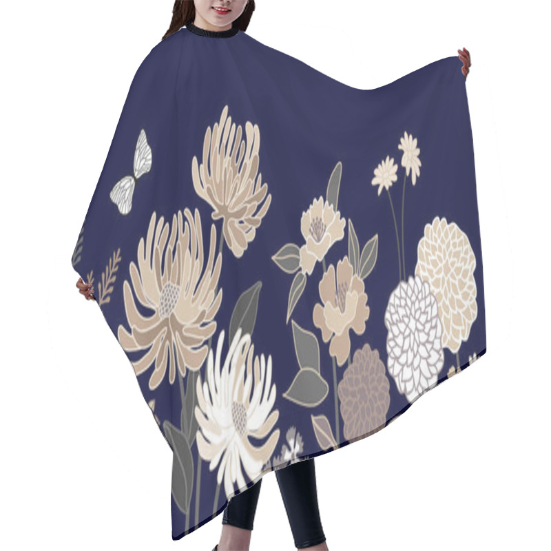 Personality  Seamless Botanical Border With Japanese Motifs. Hair Cutting Cape