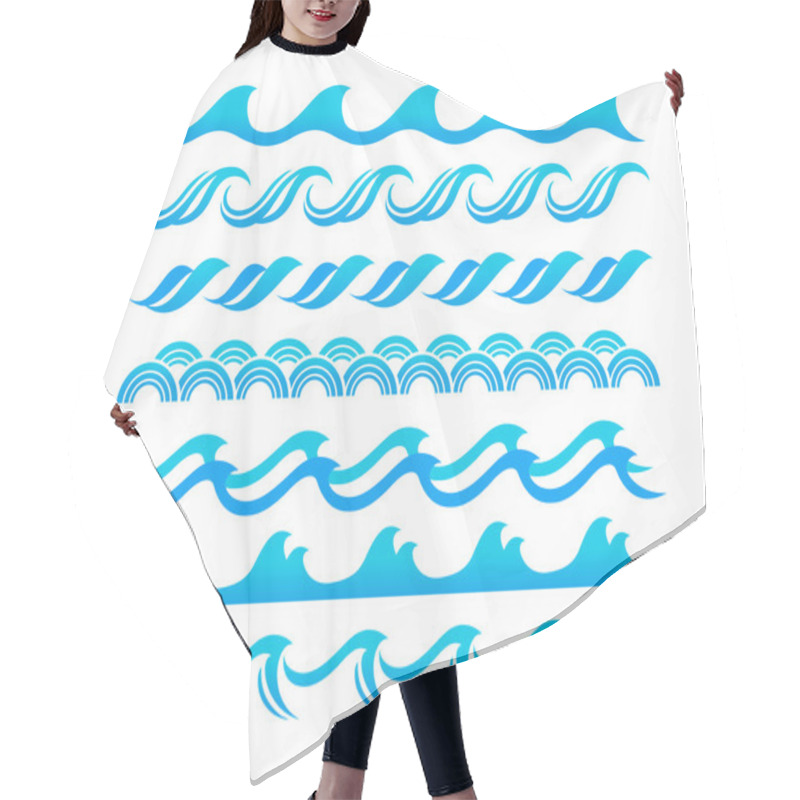 Personality  Water Waves Design Elements Vector Set Hair Cutting Cape