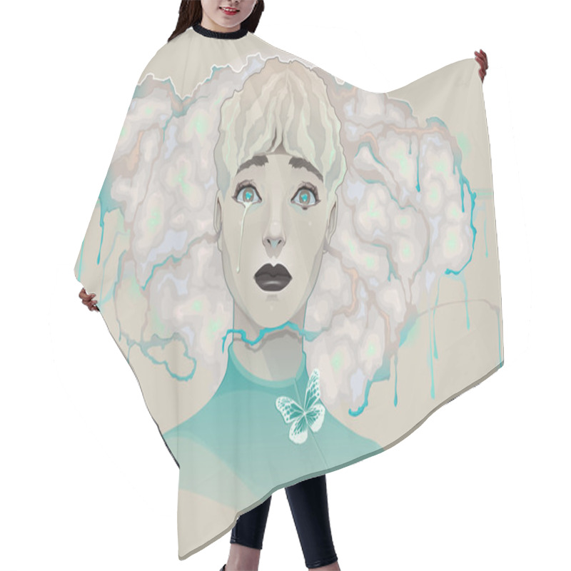 Personality  Portrait Of A Lady Hair Cutting Cape