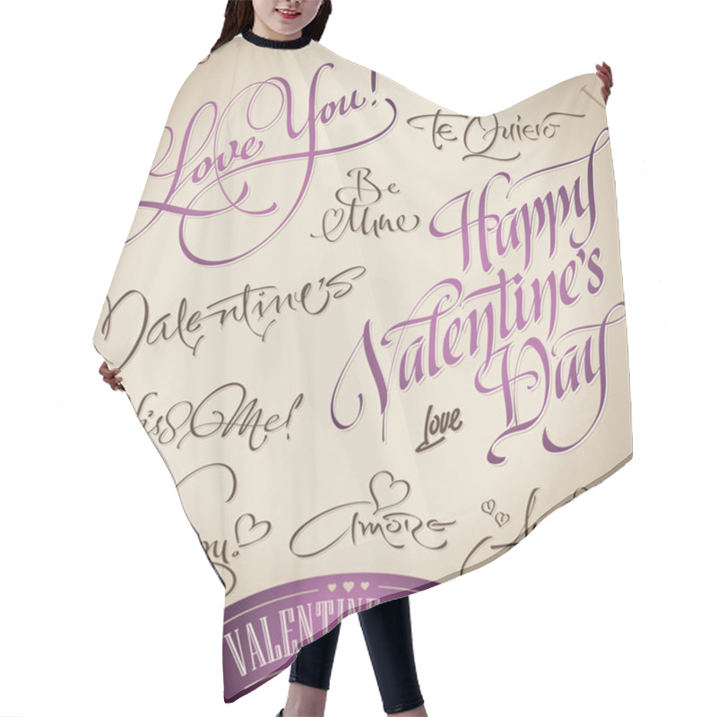 Personality  Valentine's Hand Lettering Set (vector) Hair Cutting Cape