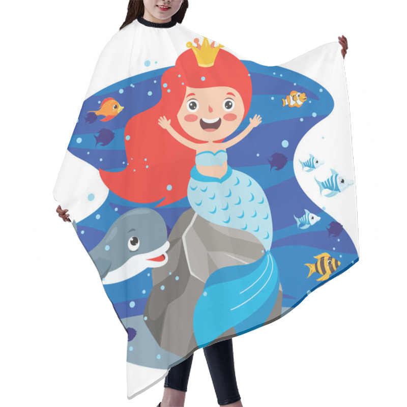 Personality  Cute Beautiful Mermaid Posing Hair Cutting Cape