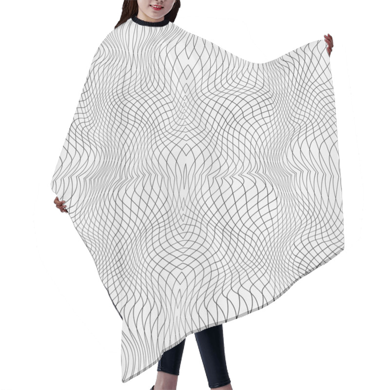 Personality  Seamless Abstract Background Of A Surface With Optical Illusion Of Distortion. Gilyoshirovanny Texture From Thin Wavy Lines. Design Of Protection. Hair Cutting Cape