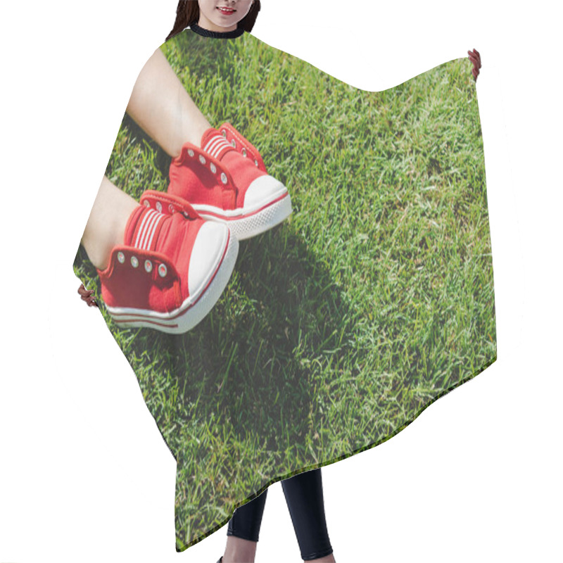 Personality  Child In Sneakers On Grass Hair Cutting Cape