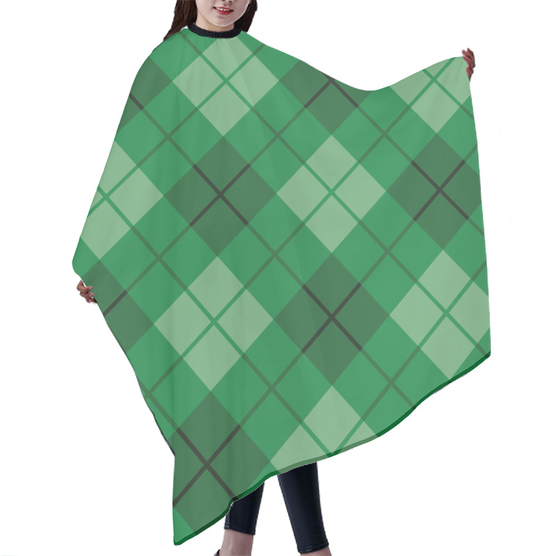 Personality  Bias Plaid Pattern In Green Hair Cutting Cape