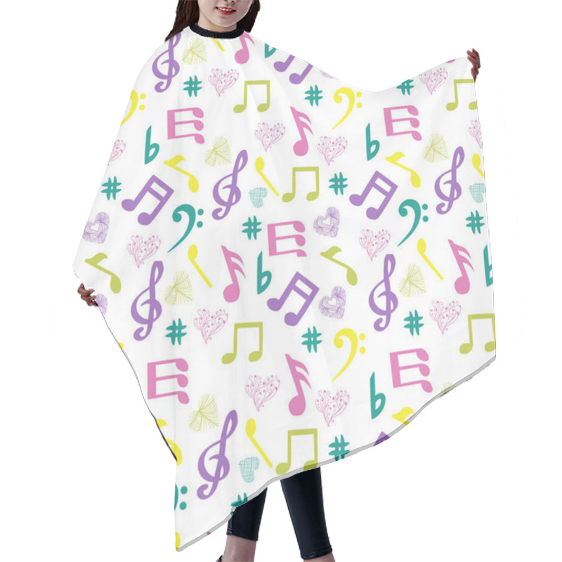 Personality  Olorful Music-notes And Hearts On White Background   Hair Cutting Cape