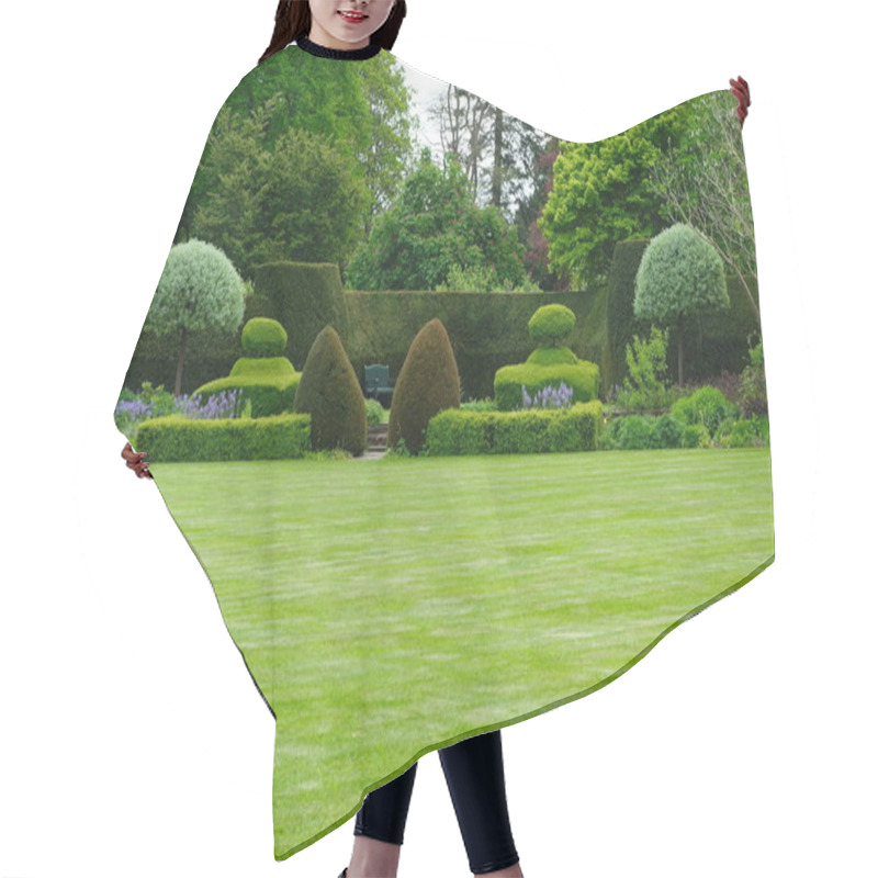 Personality  A Beautiful View Of Green Garden With Trees In A Lush Pond. Hair Cutting Cape