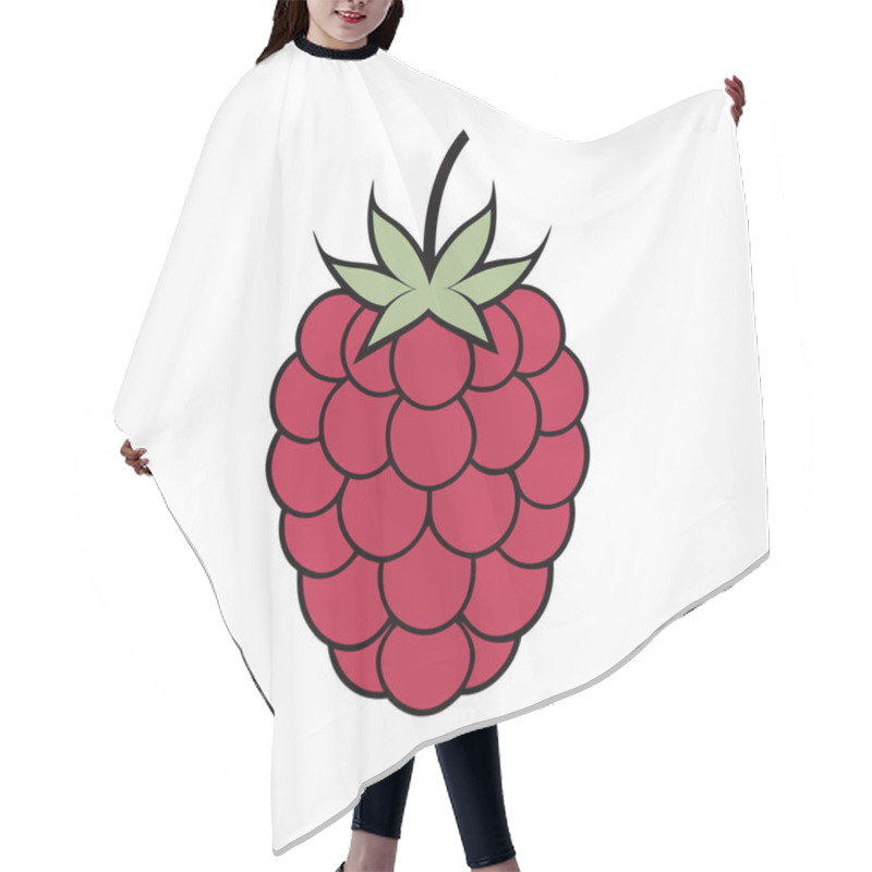 Personality  Monochromatic Raspberry Silhouette - Black And White Berry Illustration, Simple Fruit Design, Minimalist Raspberry Art Hair Cutting Cape