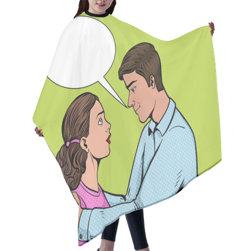 Personality  Couple In Love Pop Art Style Vector Illustration Hair Cutting Cape