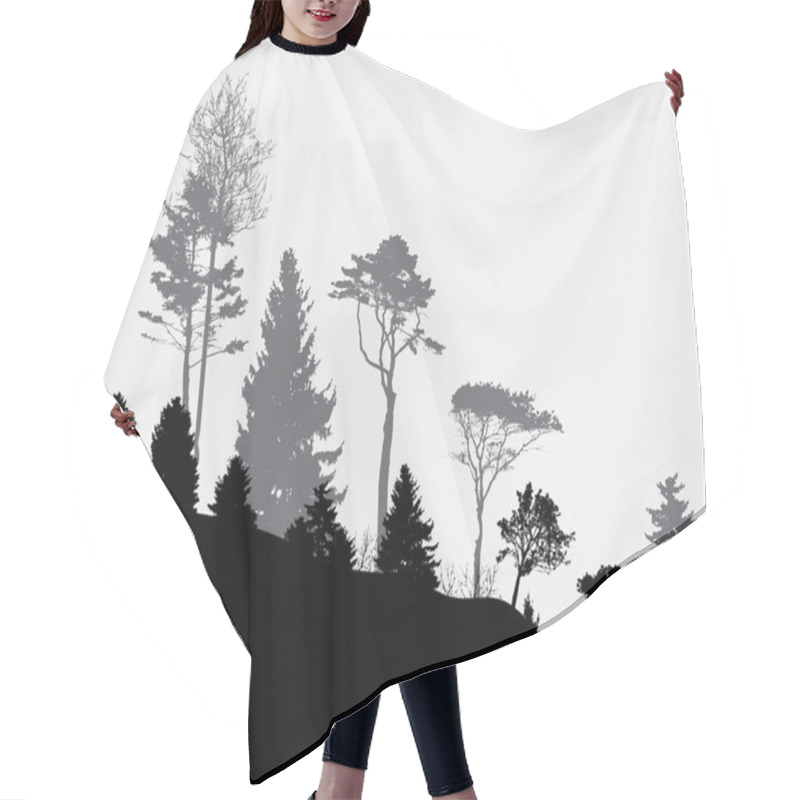 Personality  Image Of Nature. Tree Silhouette. Eco Banner. Vector Illustration. Hair Cutting Cape