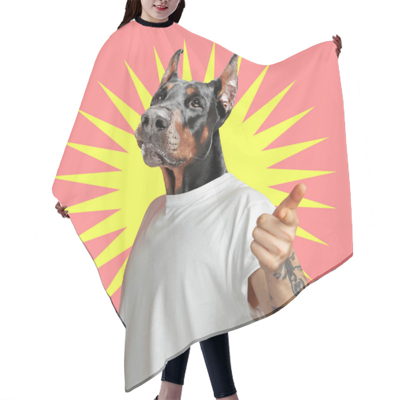 Personality  Modern Design, Contemporary Art Collage With Cute Doggies Hair Cutting Cape