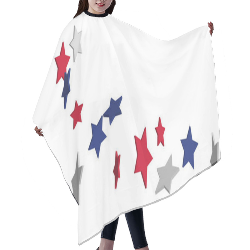 Personality  Abstract Background Red, Blue, White Stars Hair Cutting Cape