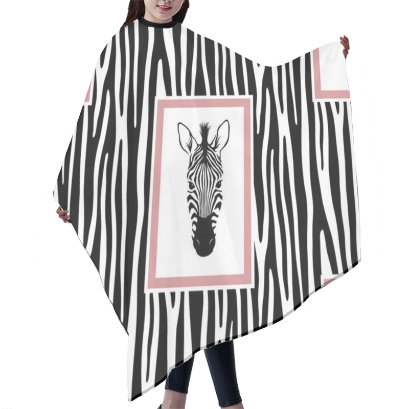 Personality  Zebra Stripes Seamless Pattern. Zebra Head Hair Cutting Cape