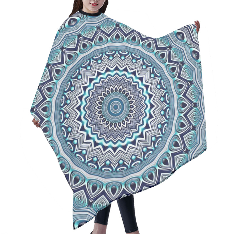 Personality  Abstract Digital Fractal Pattern. Round Mandala Decorative Ornament Pattern. Hair Cutting Cape