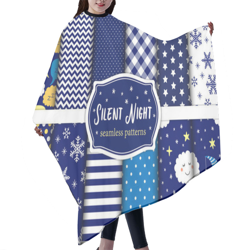 Personality  Cute Set Of Silent Night Seamless Patterns Hair Cutting Cape