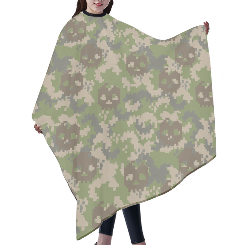 Personality  Skull Camouflage Texture Pixel Hair Cutting Cape