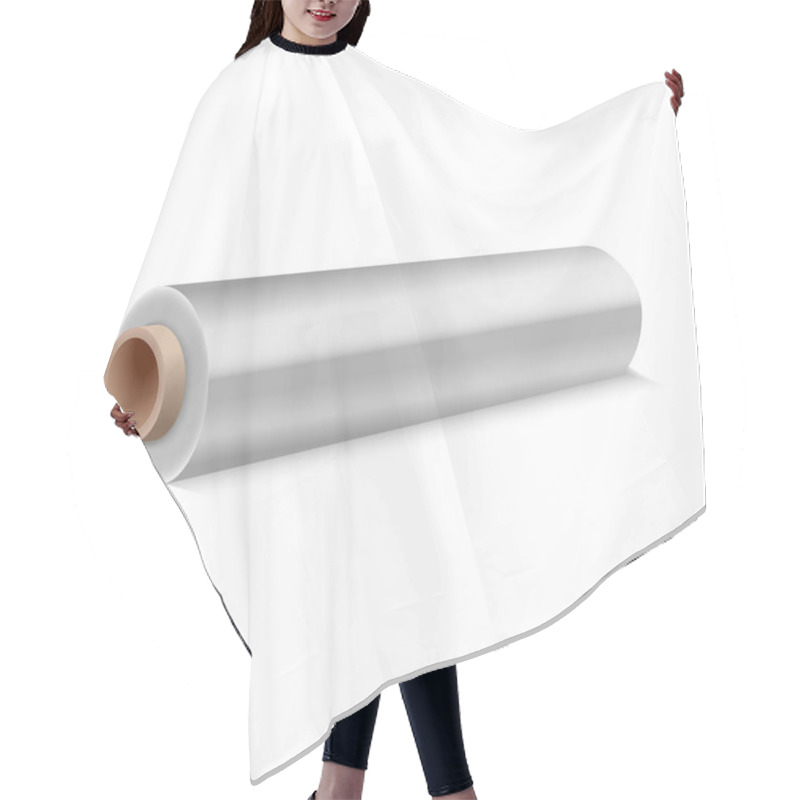 Personality  Roll Of Wrapping Plastic Stretch Film On White Background. Vector Illustration Hair Cutting Cape