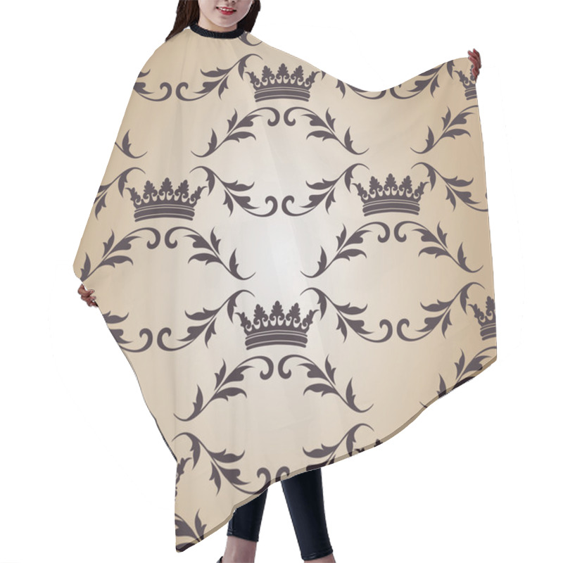 Personality  Seamless Pattern With Crowns. Hair Cutting Cape