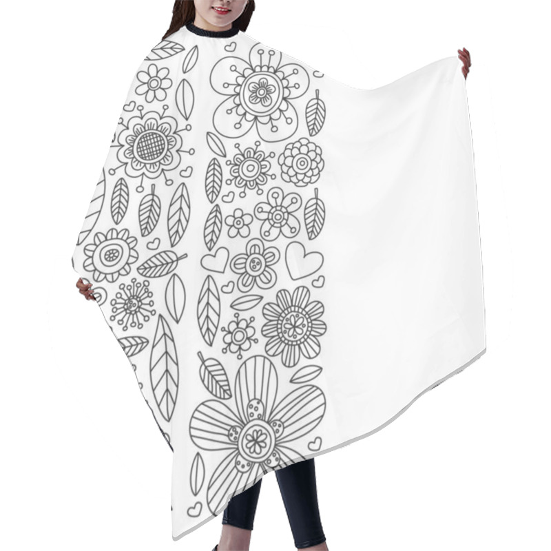 Personality  Vector Pattern With Doodle Flowers And Leaves Hair Cutting Cape