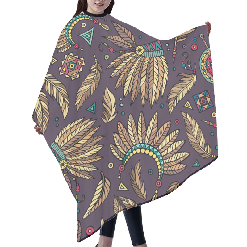 Personality  Tribal Native Ethnic Seamless Pattern   Hair Cutting Cape