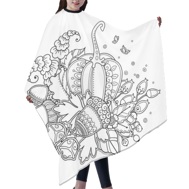 Personality  Autumn Pumpkin And Oak Floral Composition, Vector Illustration Hair Cutting Cape