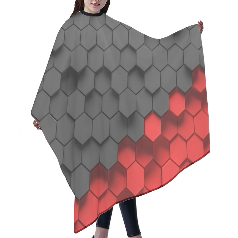 Personality  Abstract Background Made Of Black And Red Hexagons Of Different Height. Concept Of Creativity And Art. 3d Rendering Hair Cutting Cape