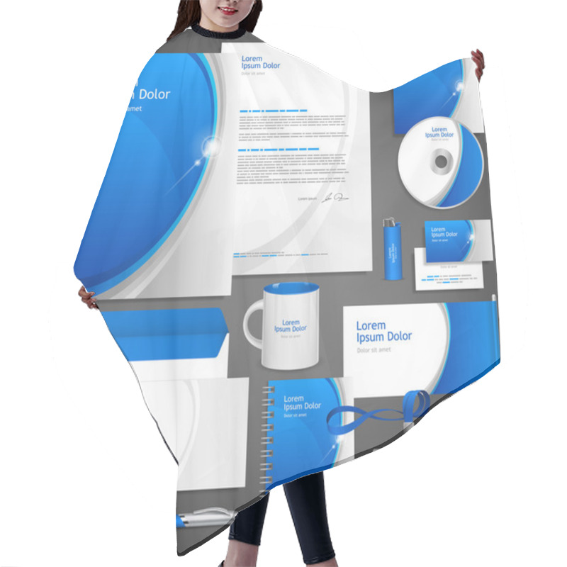 Personality  Blue Corporate Identity Template Hair Cutting Cape