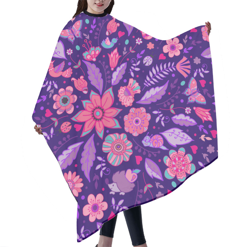 Personality  Floral Pattern With Butterflies Hair Cutting Cape