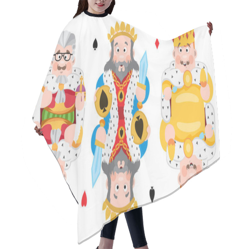 Personality  Kings Of Three Suits: Hearts, Spades And Diamonds Playing Cards With Cartoon Cute Characters Isolated On White Background Hair Cutting Cape