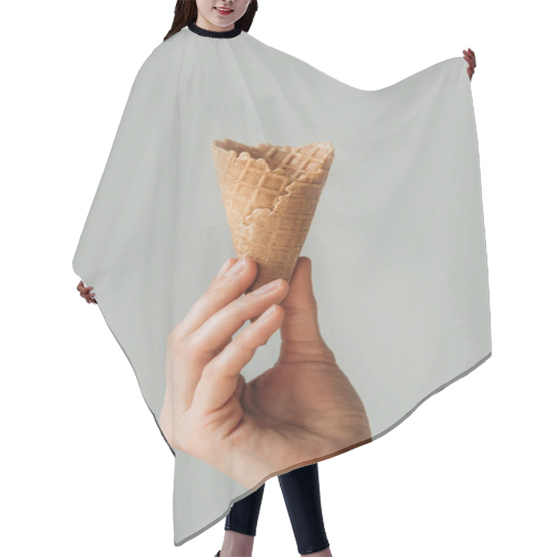 Personality  Woman Holding Ice Cream Cone Hair Cutting Cape