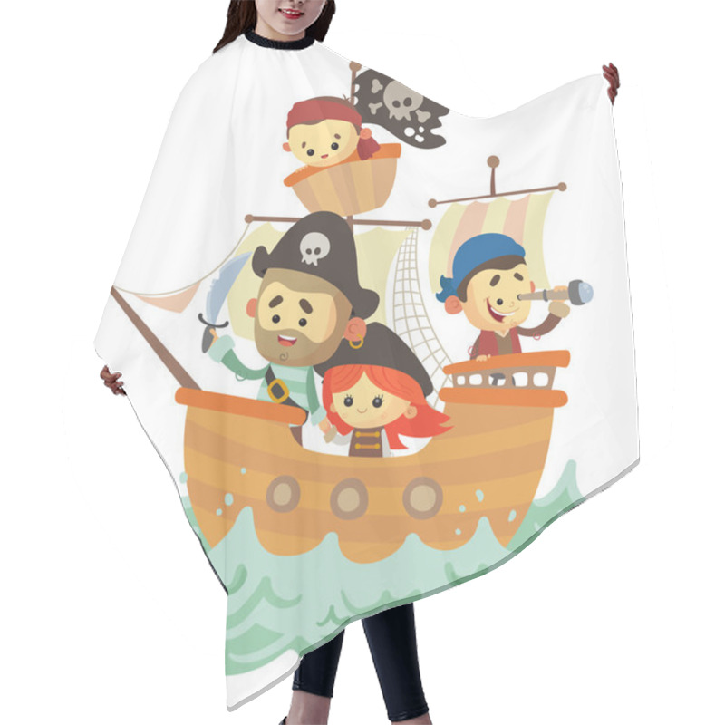 Personality  Pirate Ship With Pirates  Hair Cutting Cape