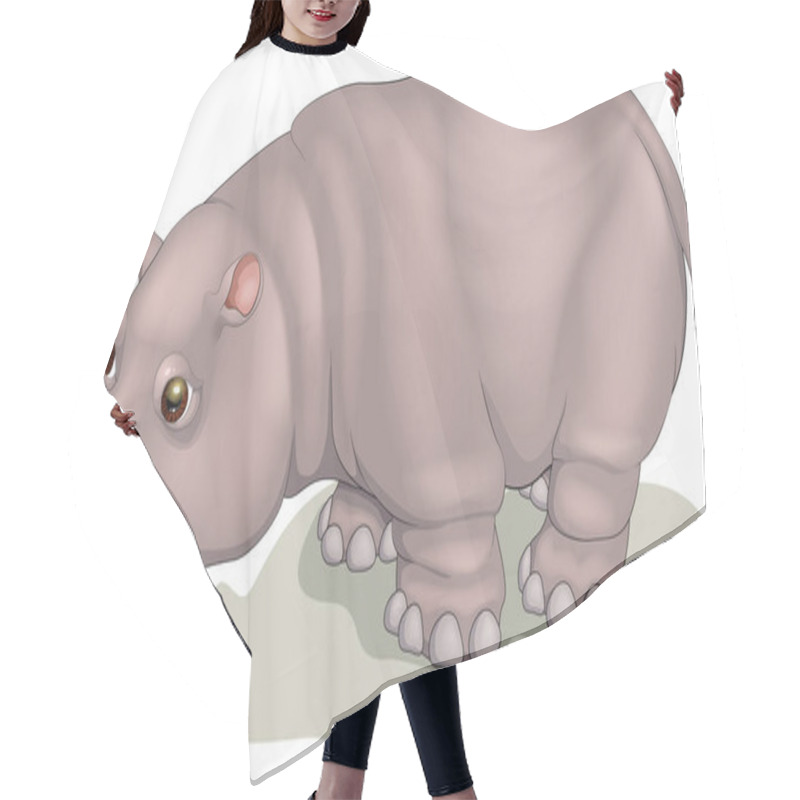 Personality  Vector Illustration Hippopotamus Hair Cutting Cape