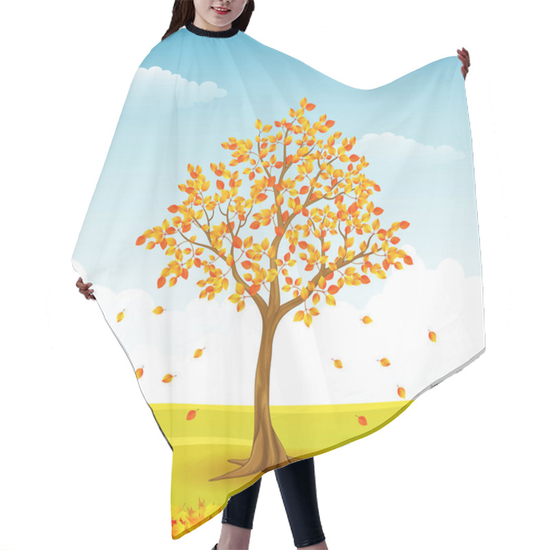 Personality  Autumn Tree With Falling Leaves Hair Cutting Cape