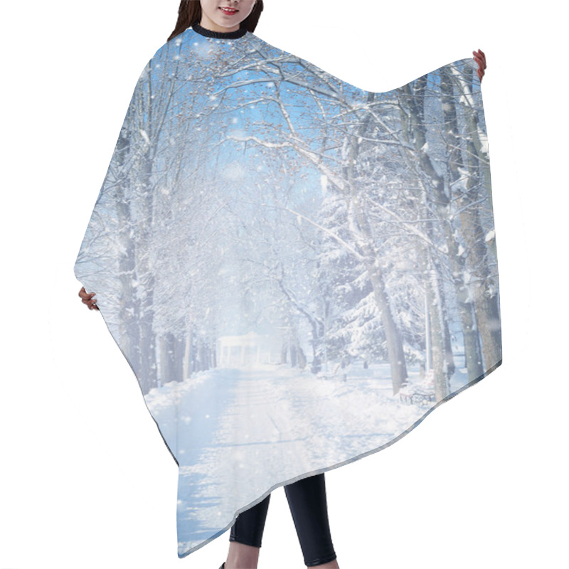 Personality  Beautiful Winter Landscape With Snow Covered Trees Hair Cutting Cape